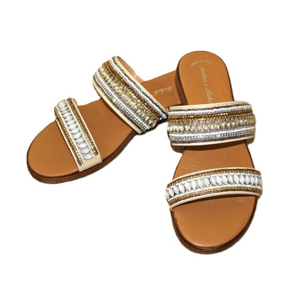 ANDREA e MICHELE Made in Italy Beaded Rhinstone Strap Sandals (US 8.5) - Picture 4 of 11